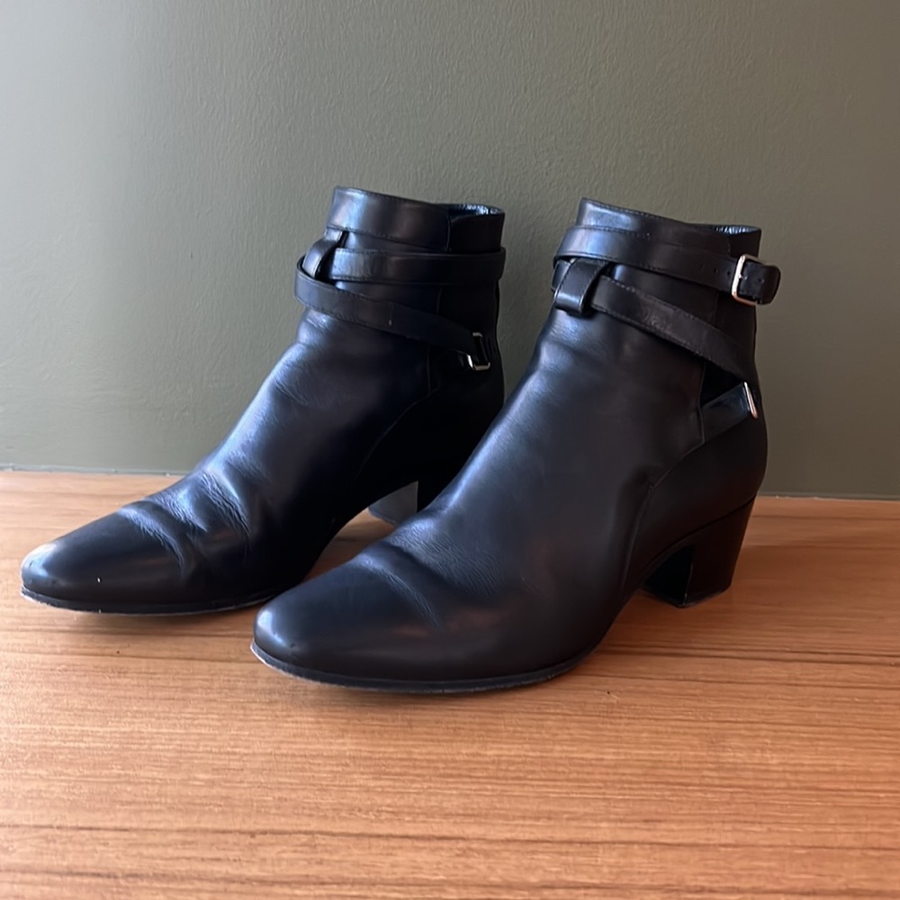 Lightly used black leather Saint Laurent Wyatt Jodhpur womens boot size 37.5